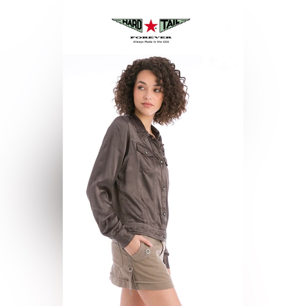 Hard Tail  Satin Jacket. Pewter Color. Size M.
